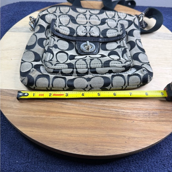 Coach Black and Khaki Signature Canvas Small Crossbody Bag - Picture 8 of 9